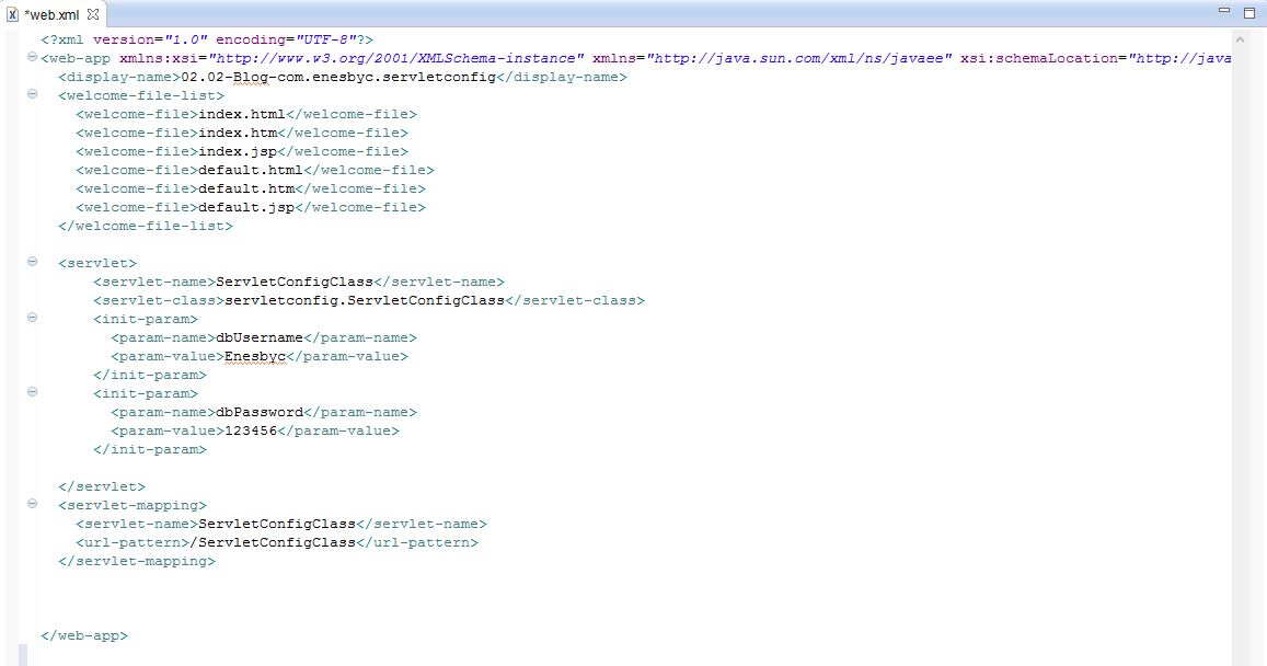 Servlet Config Kullanımı