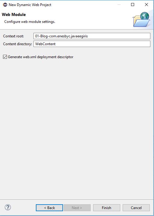 Dynamic Web Projesi Oluşturma
